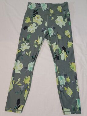Athleta Painted Flower Elation 7/8 Tight Small Green Powervita Yoga Leggings